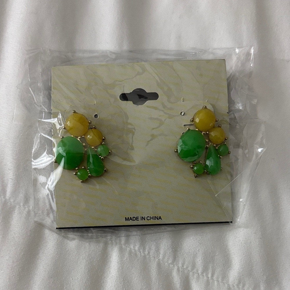 Vibrant Green and Yellow Earrings